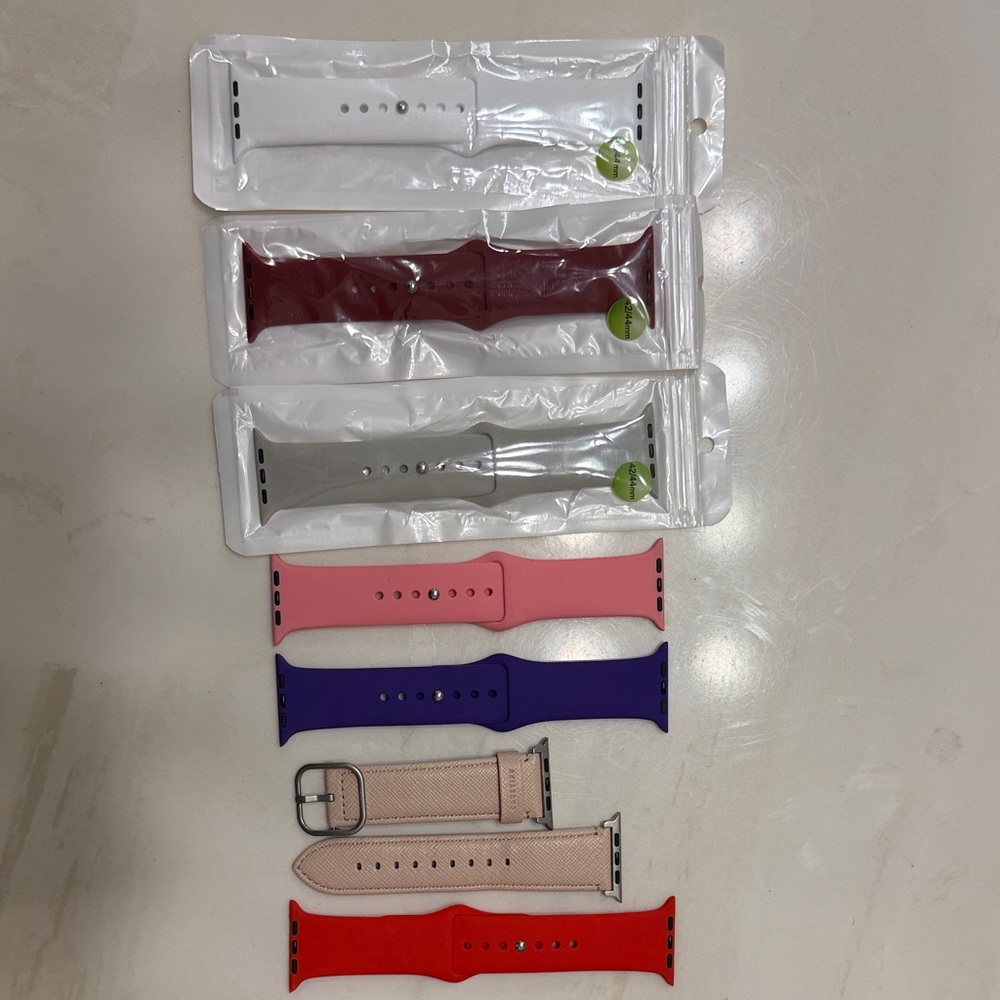 Apple Watch Band Set - Red, Pink, Purple, Silver, Tan